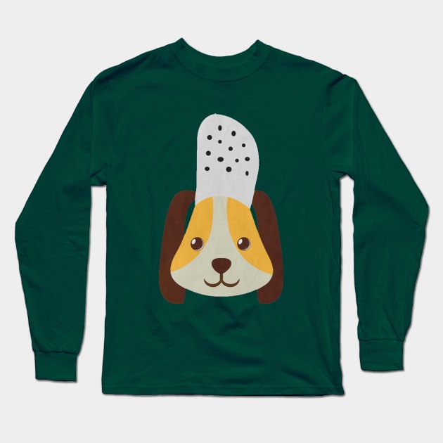 cute doggo with croc on the head - green Long Sleeve T-Shirt by Uwaki